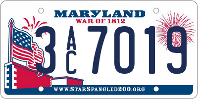 MD license plate 3AC7019