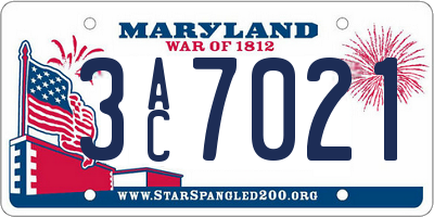 MD license plate 3AC7021