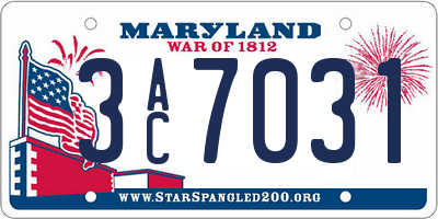 MD license plate 3AC7031