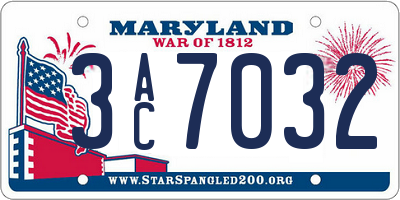 MD license plate 3AC7032