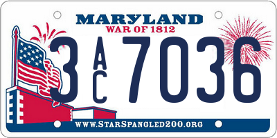 MD license plate 3AC7036