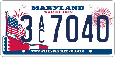MD license plate 3AC7040