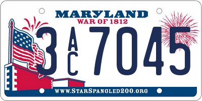 MD license plate 3AC7045