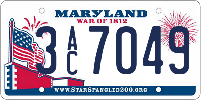 MD license plate 3AC7049