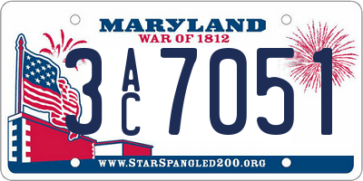MD license plate 3AC7051