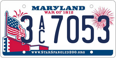 MD license plate 3AC7053