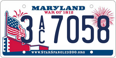 MD license plate 3AC7058