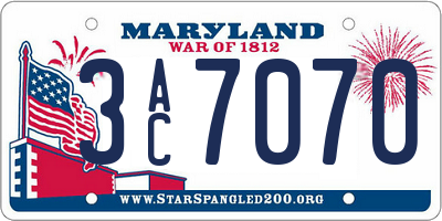 MD license plate 3AC7070