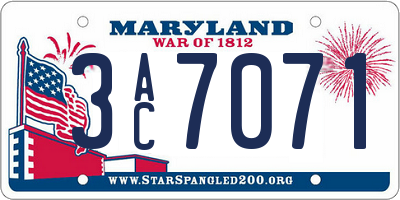 MD license plate 3AC7071