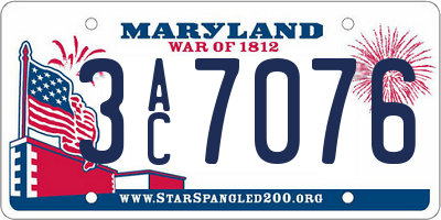 MD license plate 3AC7076