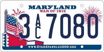 MD license plate 3AC7080