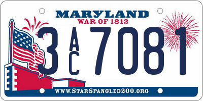 MD license plate 3AC7081