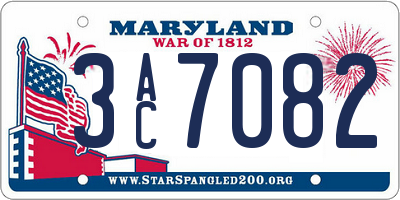 MD license plate 3AC7082