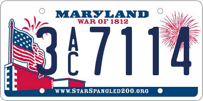 MD license plate 3AC7114