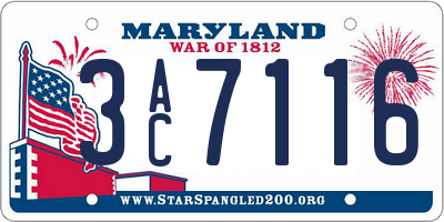 MD license plate 3AC7116