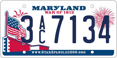 MD license plate 3AC7134