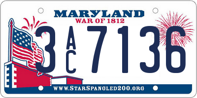 MD license plate 3AC7136