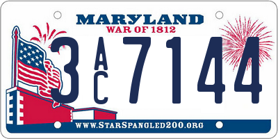MD license plate 3AC7144