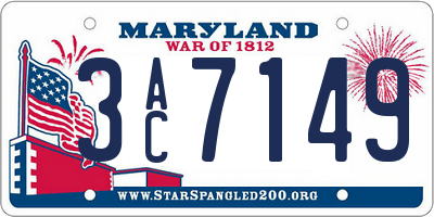 MD license plate 3AC7149