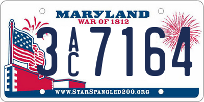 MD license plate 3AC7164