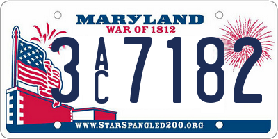MD license plate 3AC7182