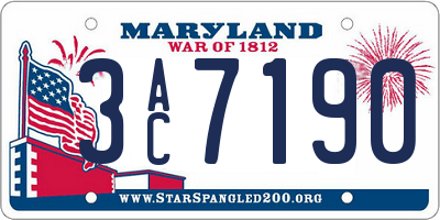 MD license plate 3AC7190