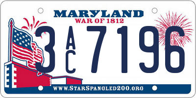 MD license plate 3AC7196