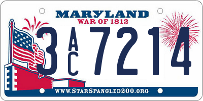 MD license plate 3AC7214