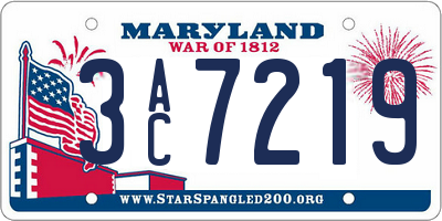 MD license plate 3AC7219
