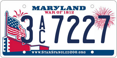 MD license plate 3AC7227