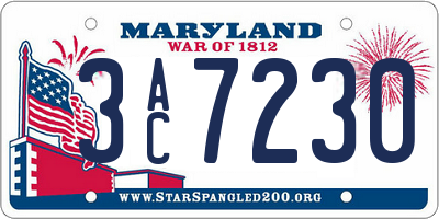 MD license plate 3AC7230