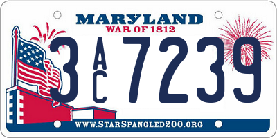 MD license plate 3AC7239