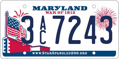 MD license plate 3AC7243