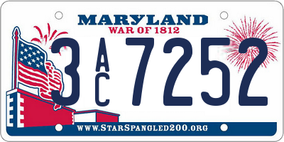 MD license plate 3AC7252