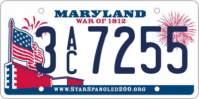 MD license plate 3AC7255