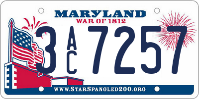 MD license plate 3AC7257