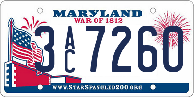 MD license plate 3AC7260