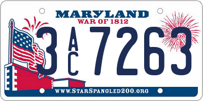 MD license plate 3AC7263