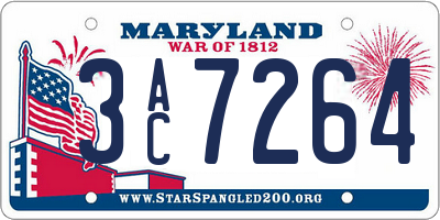 MD license plate 3AC7264