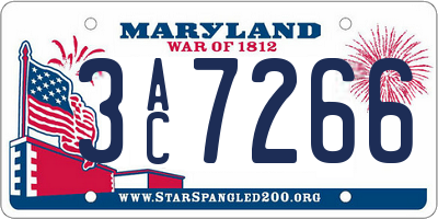 MD license plate 3AC7266