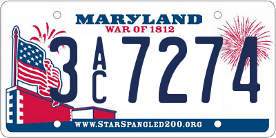 MD license plate 3AC7274