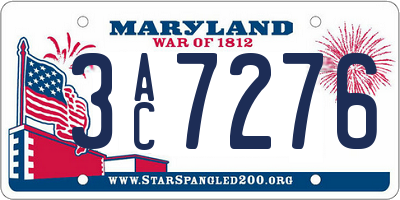 MD license plate 3AC7276