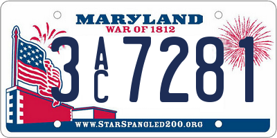 MD license plate 3AC7281
