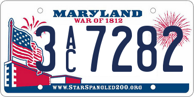MD license plate 3AC7282
