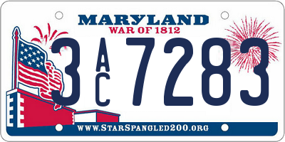 MD license plate 3AC7283