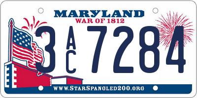 MD license plate 3AC7284