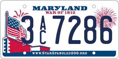 MD license plate 3AC7286