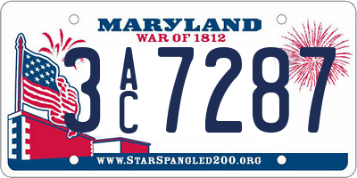 MD license plate 3AC7287