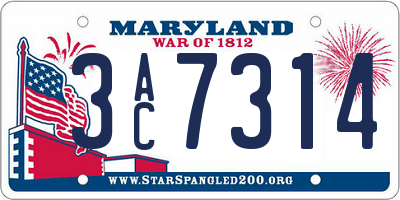 MD license plate 3AC7314