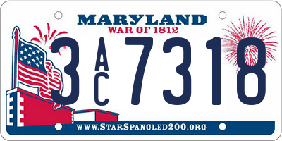 MD license plate 3AC7318